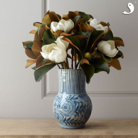 陶瓷花瓶手繪青花瓶粗陶花器茶桌擺件客廳裝飾書房擺件純手工花藝1入