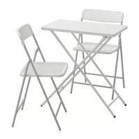 TORPARÖ 戶外餐桌椅組, 白色/白色/灰色, 70x42 公分