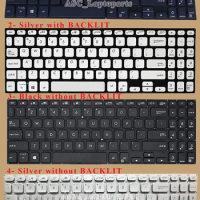New US QWERTY Keyboard for Asus Vivobook S15 X530 K530 S530F S530UA X530FA X530UN Laptop, Silver / Black, With BACKLIT