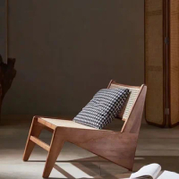 Nordic household Chandigarh lounge chair Japanese solid wood chair single balcony lounge chair rattan chair sofa chair