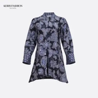 Keris Gallery Blouse Batik Lengan Panjang Motif Jaya Prada Komb Purno Aji - Biru Hitam M