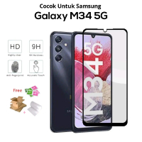 Tempered Glass Bening Full Layar Untuk Samsung Galaxy M34 5G Antigores Full Layar Ponsel List Hitam
