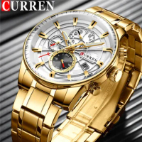 CURREN Man WristWatch Waterproof Chronograph Men Watch Military Top Brand Luxury Gold Stainless Steel Sport Date Male Clock 8362