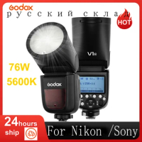 Godox V1 N Camera Flash Ring Speedlite Speedlight Wireless 2.4G Fresnel Zoom for Nikon D5300 D750 D850 D7100 Z7 Camera