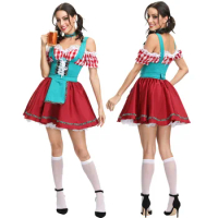 Halloween Sexy Costumes Germany Bavari Traditional Oktoberfest Beer Girl Dress Cosplay Party Role Play Maid Costume Game Uniform