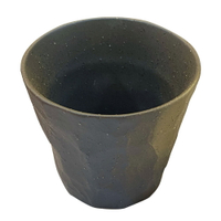 (日)美濃燒手折紋杯-烏泥灰 日式 陶瓷 餐具