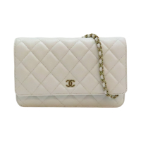 【二手名牌BRAND OFF】CHANEL 香奈兒 白色 牛皮 WOC 荔枝紋 單肩包 AP0250