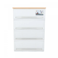 Global House UP ตู้ลิ้นชักท็อปไม้ 4 ชั้น 42x63x90 ซม. รุ่น SUMO-WOODTOP สีขาว