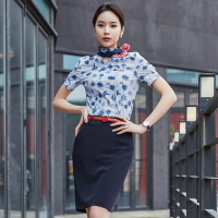 東航空姐制服職業套裝秋季氣質女神范南航工裝套裙酒店前臺工作服