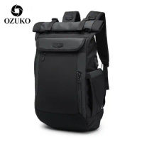 OZUKO Rollable Business Backpack For Men Laptop Large capacity Bag Anti-theft Waterproof School Backpacks USB Travel School Bag