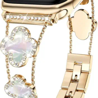 diamond metal band adds sparkle to your watch - Compatible with Apple Watch Series 8/7/6/5/4/3/2/1SE/Ultra - Clover is simple a