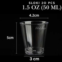 Gelas Plastik Bening Transparant Unik Sloki mini Seperti Kaca untuk Minuman Jus Dessert cup 50ml (1.