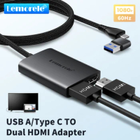 Lemorele Type C/USB3.0 to Dual HDMI Adapter 1080P 60Hz Extend 2 Different Screen for Apple M1 M2 Mac Windows Type C/USB3.0 Hub