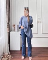 ICH - JESLYN TOP OVERSIZE RIB JUMBO ATASAN BIG SIZE LD 140cm Baju Kaos Basic  Polos