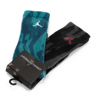Nike 襪子 Jordan Crew Socks 男女款 藍綠 黑 喬丹 中高筒襪 長襪 印花 兩雙入 JD2233006GS-002