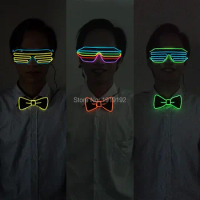 New suit EL Wire Glasses + EL Bow Tie Glow Party Supplies LED Light up Decoration DJ Night Club Costume Holiday DIY Decorations