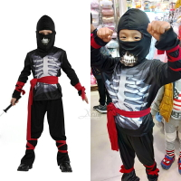 骷髏忍者裝，萬聖節 兒童 服飾 化妝舞會 變裝派對 表演 角色扮演 聖誕節 刺客 骨頭，X射線【W283839】