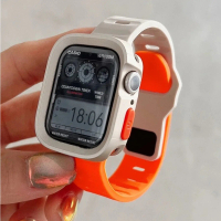 Sarung dan Tali Perlindungan TPU, Serasi dengan Apple Watch Siri Ultra 9, 8, 7, 6, 5, 4, SE, i Watch