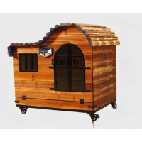 Outdoor Kennel Dog Crate Outdoor Wooden Dog House Villa Dog House Rain-Proof and Cold-Proof Four Seasons Universal Winter Warm