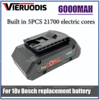 18V 6000mAh 8000mAh Li-Ion Battery Procore1600A016GB for Bosch 18Volt Max Cordless PowerTool Drill Bit 21700 Cells Built-in