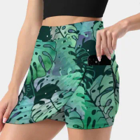 Monstera Monsters Women's skirt With Pocket Vintage Skirt Printing A Line Skirts Summer Clothes Monster Monstera Tropical