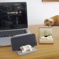 Funny Cartoon Cat Phone Holder INS Decor Resin Smartphone Book Stand Home Office Desktop Tablets Holder Mini Figurines