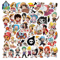 50pcs New One Piece Stickers Skateboard Guitar Car Stickers Cute Anime Stickers Laptop Sticker Kawaii Phone Case Sticker Pack