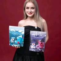 OK คอลลาเจนมาดามก้อยสีฟ้า+สีมวงราคา 540 บาท