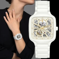 【Rado 雷達表】True真我系列 高科技陶瓷方形真鑽鏤空機械錶-白38mmR05(R27073702)