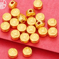 24k gold beads real gold 999 charms diy beads for bracelets pure gold coins about 0.2-0.5g gold charms
