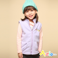Azio Kids美國派 女童  背心 愛心刺繡立領前口袋搖粒絨背心外套(紫)