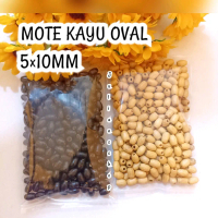 Manik 5x8mm Mote Kayu Oval Bahan Meronce