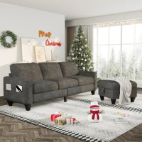 Sectional Sofa L Shape Sofa, Living Room Chenille Sofa with Reversible Recliner, Sectional Sofa for Small Spaces