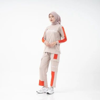 SKY - Baju Setelan Olahraga Wanita Muslimah | Senam Aerobic Zumba | One Set Olahraga Cewek XXL COKSU