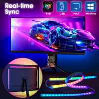 Gaming Light Strip Computer Monitor Backlight Screen Color Sync Smart Control LED Strip Light RGB Lamp for 24-34 inch PC Monitor