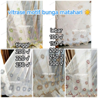 Vitrase Gorden Bordir Motif Bunga Matahari // Free Kawat S