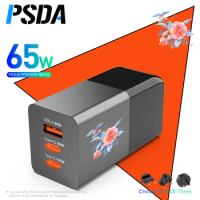 PSDA 3D UV 65W GaN USB C Wall Charger Power Adapter 3 Port PD 65W PPS QC4 45W SCP for Laptops MacBook iPad iPhone 15 Samsung