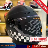 Helm Origine Vega Racer Black Matte - Helm Riding Motor Pria Wanita Full Face Hitam Putih Matte Gaya