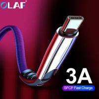 OLAF USB Type C Cable For Samsung S10 Huawei P30 Pro Fast Charge Type-C Mobile Phone Charging Wire USB C Cable for Samsung S9 S8