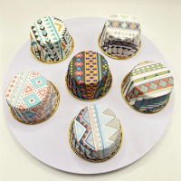 50Pcs Muslim Panettone Cupcake Paper Cup Eid Mubarak Mandala Flower Muffin Cupcake Baking Cup Cake W