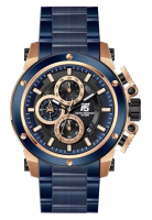 T5 T5 - Jam Tangan Pria - Rosegold Blue - Stainless Steel Bracelet - H3854G-A