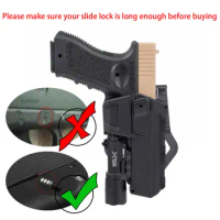 Tactical Glock17 18 Glock19 Movable Pistol Holster Flashlight Mounted Right Hand Waist Slide Lock Gun Weapon Light X300 X400