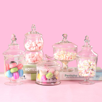 歐式玻璃糖果罐 瓶子帶蓋創意可愛客廳玻璃罩樽甜品臺婚慶儲物罐