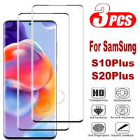 3Pcs Curved Ultrasonic Fingerprint Tempered Glass For Samsung Galaxy S10 S20 + Plus 5G Screen Protector Glass Film