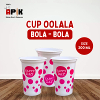 Gelas Plastik Cup Ooolala Bola 200 ML Warna Merah