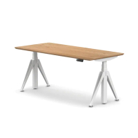 【MOTTI】Kiin電動升降桌 白橡木實木餐桌 176x81cm 坐站兩用辦公桌 送宅配組裝(三節式矩形管/三組記憶高度)