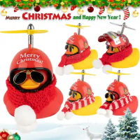 Merry Christmas Yellow Duck With Helmet Bicycle Bell Ring Bell For Car Cycling Bicycle Bike Ride Ornaments Kids Adult Funny Toys