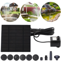 1.2W Solar Water Fountain Pump 200L/h with 6 Nozzles Solar Fountain Pond Pump Kit Lift 110cm Solar P
