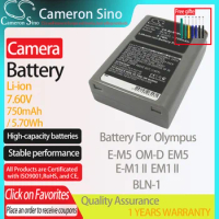 CameronSino Battery for Olympus E-M5 OM-D EM5 E-M1 II EM1 II fits Olympus BLN-1 Digital camera Batteries 750mAh 7.60V Li-ion