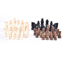 32 Pcs Wooden Chess Pieces 1 Inch/2 Inch International Word Chess Set Chess Board Game Accessories Gift